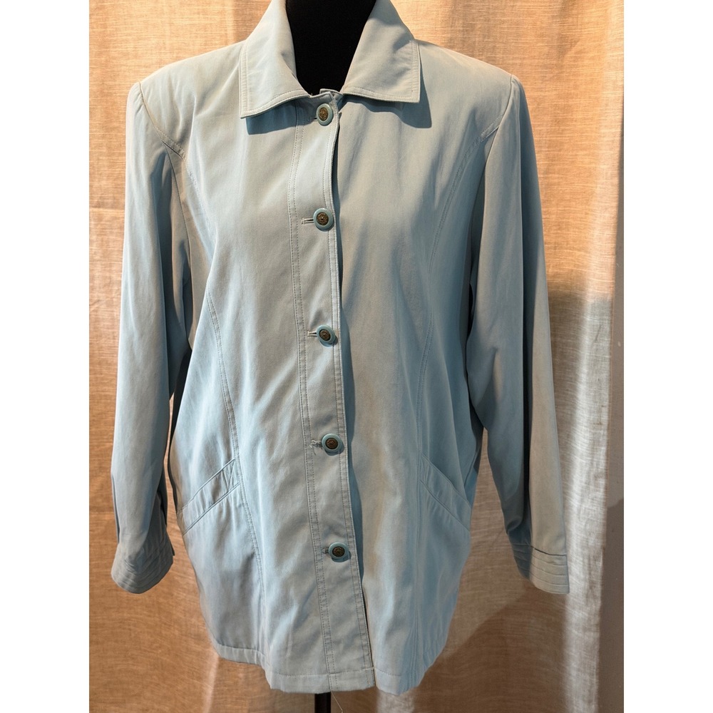 JBC Collection Light Blue Microfiber Moss Finish Jacket Womens Size 14 Lined